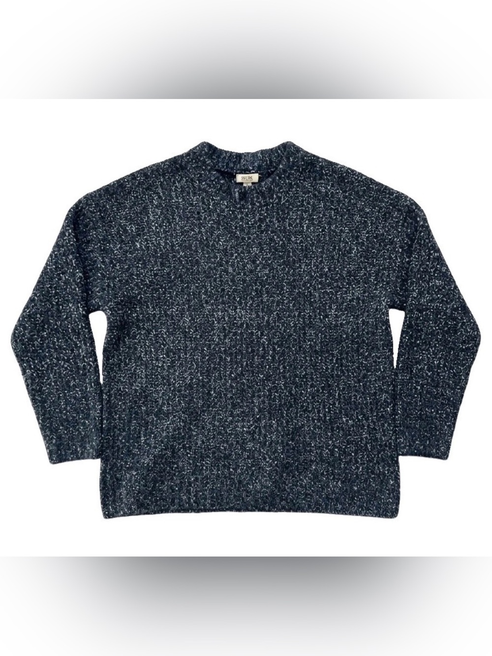 a.n.a Wool Blend Marled Knit Crewneck Sweater Navy White Size L Cozy